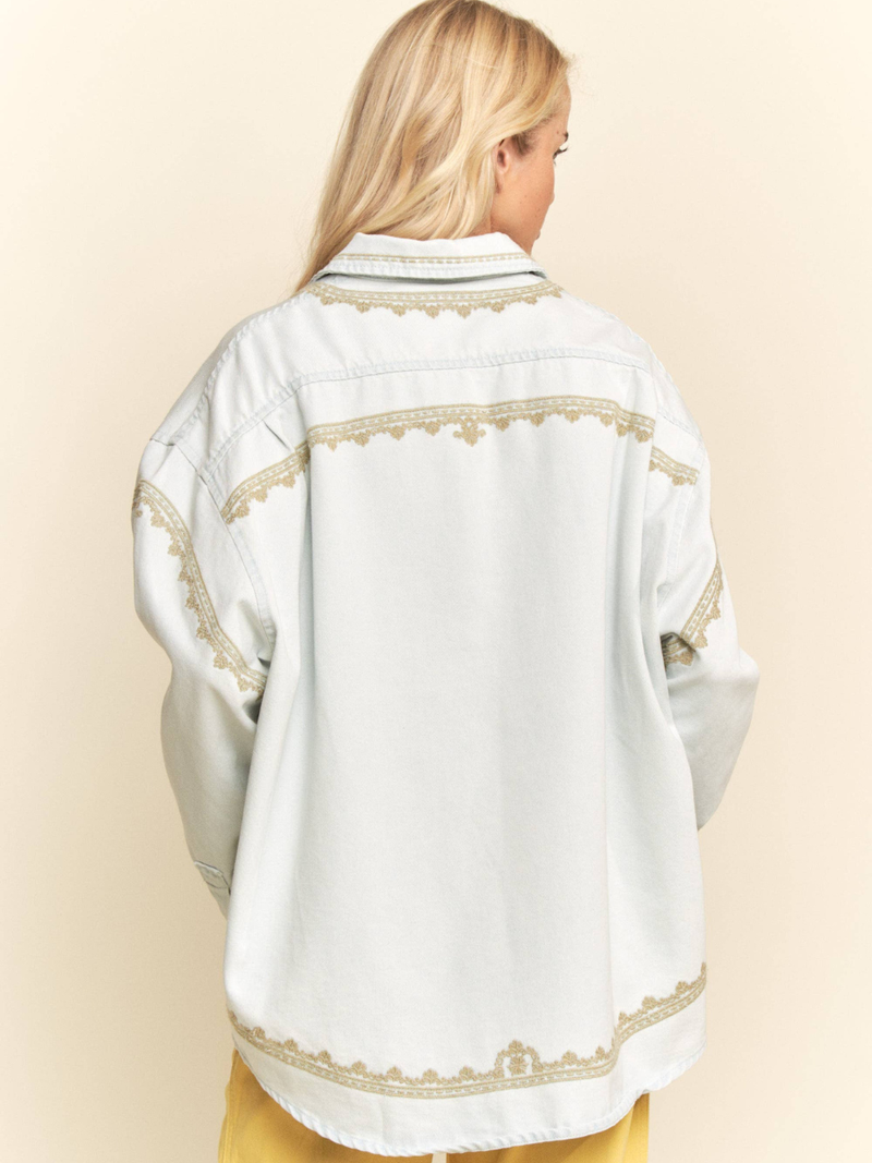 Golden Hour Embroidered Denim Shacket
