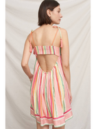 Pink Melon Striped Mini Dress