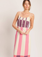 Pink Sunset Check Midi Dress