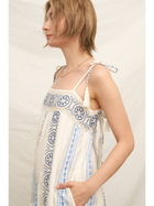 Embroidered Jumpsuit with Tassel Shoulder Ties