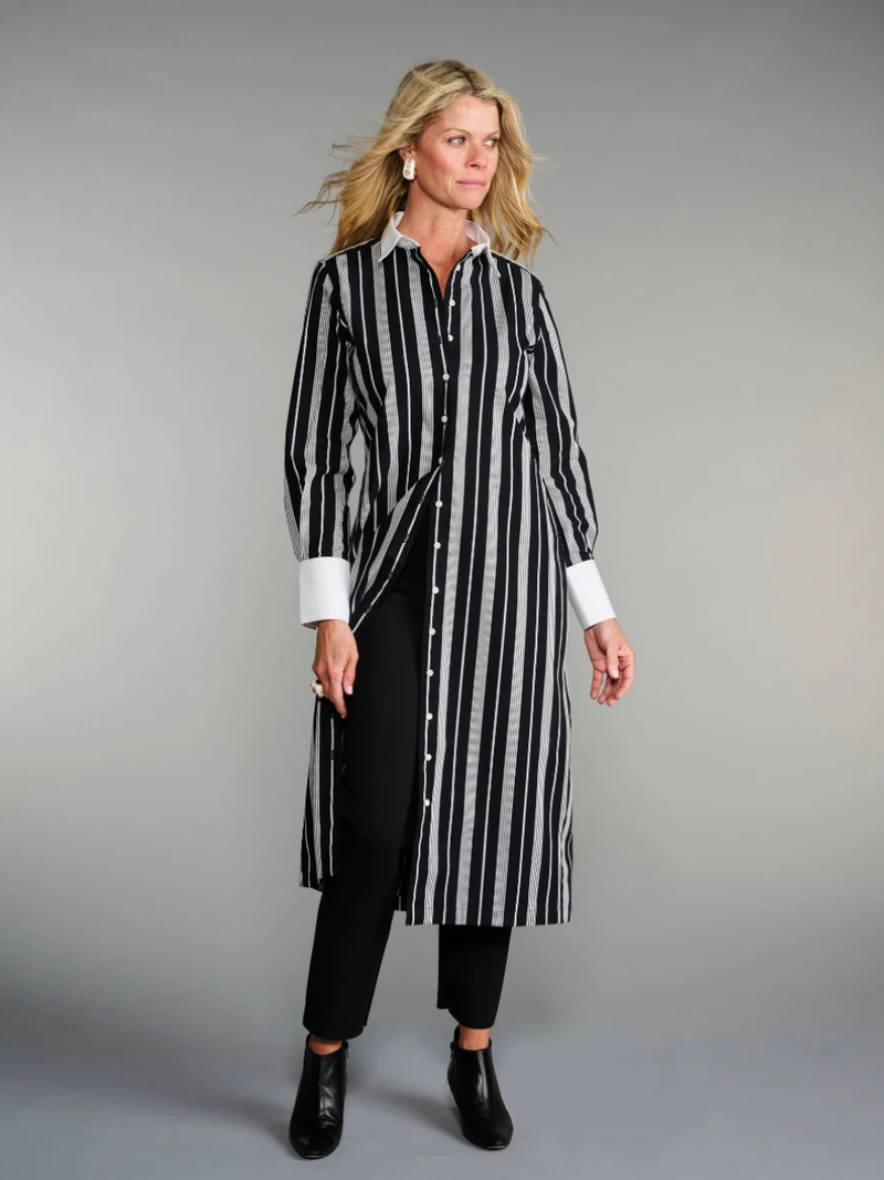 The Longest Shirt in Black + White Stripe