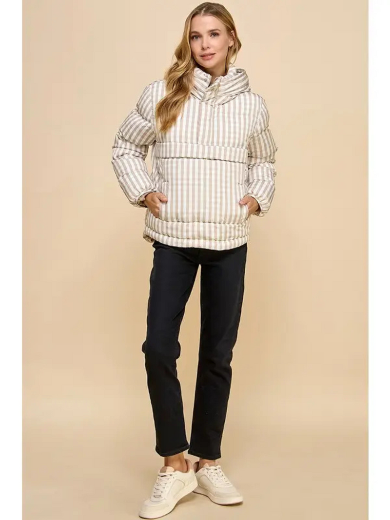 Gingham Pull Over Puffer Jacket