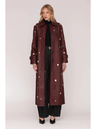 Studded Faux-Ever Leather Trench Coat