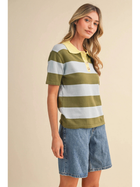 Striped Sweater Knit Polo