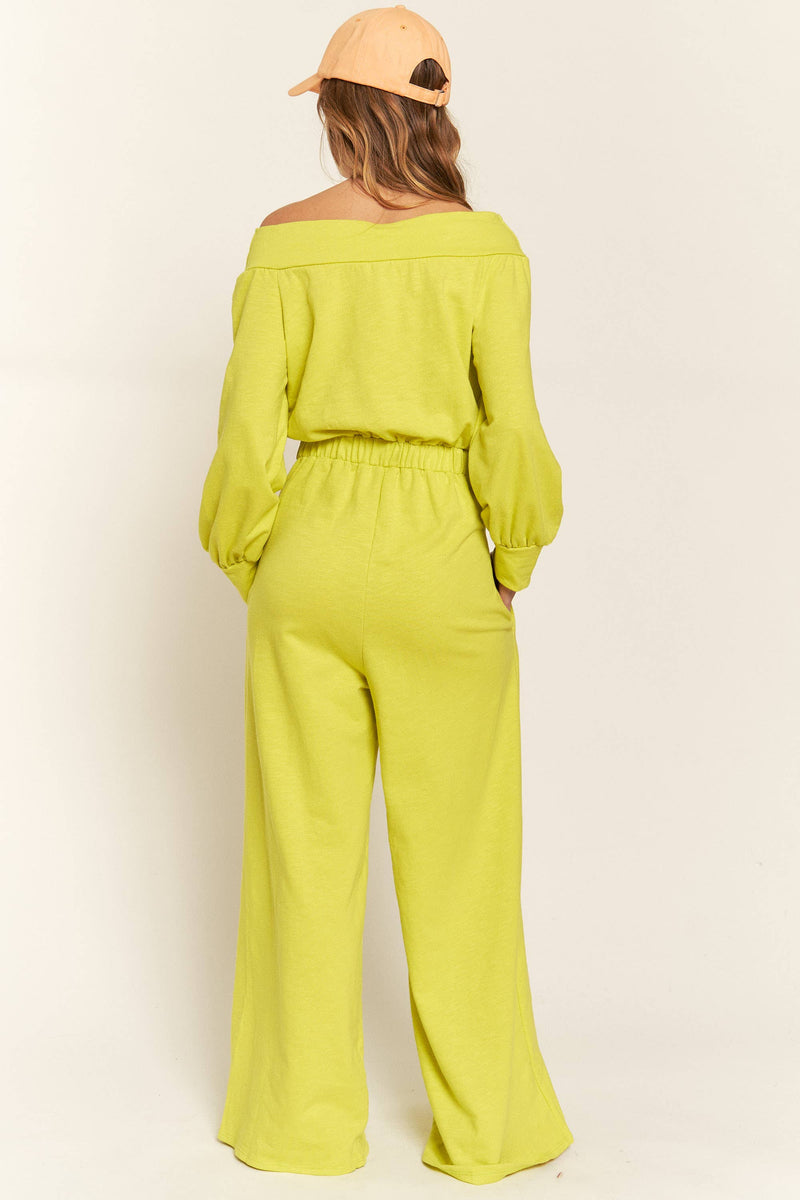 Off Shoulder Terry Jumpsuit