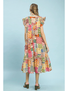 Sage Patchwork Garden Midi Dress