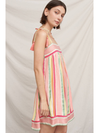 Pink Melon Striped Mini Dress