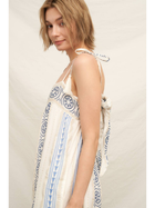 Embroidered Jumpsuit with Tassel Shoulder Ties