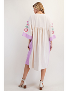 Gauzy 3/4 Sleeve Embroidered Dress