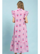 Pink Petal Stripe Midi Dress