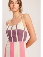 Pink Sunset Check Midi Dress