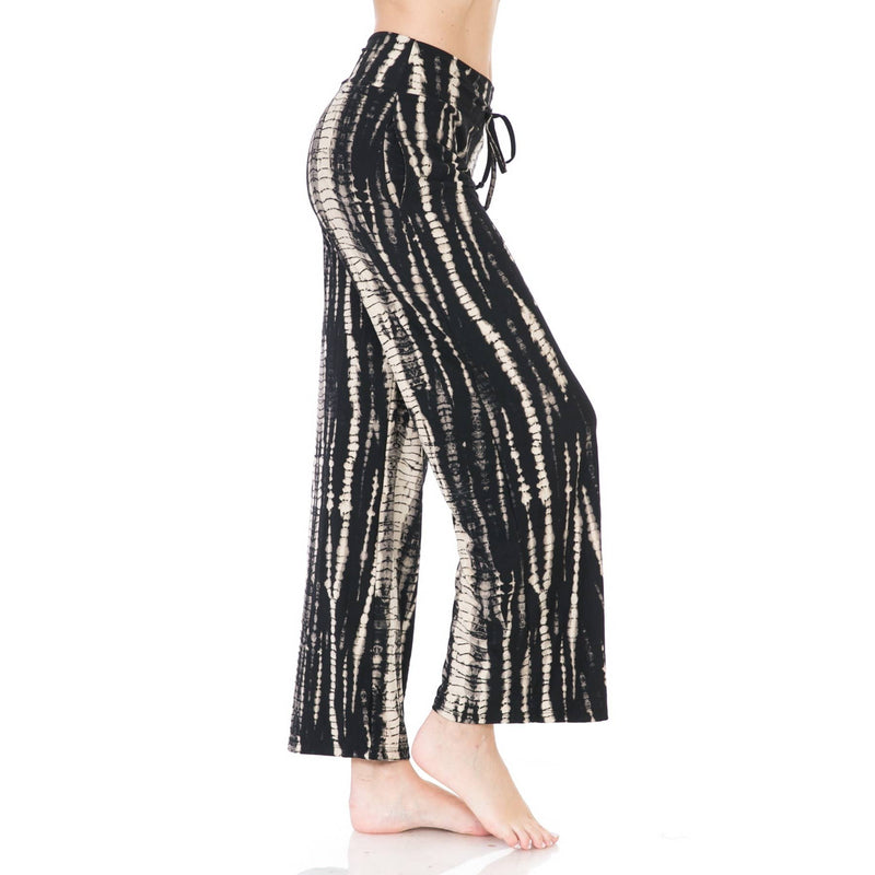 Buttery Soft Blk/Wht Print Pajama Pants with Drawstring