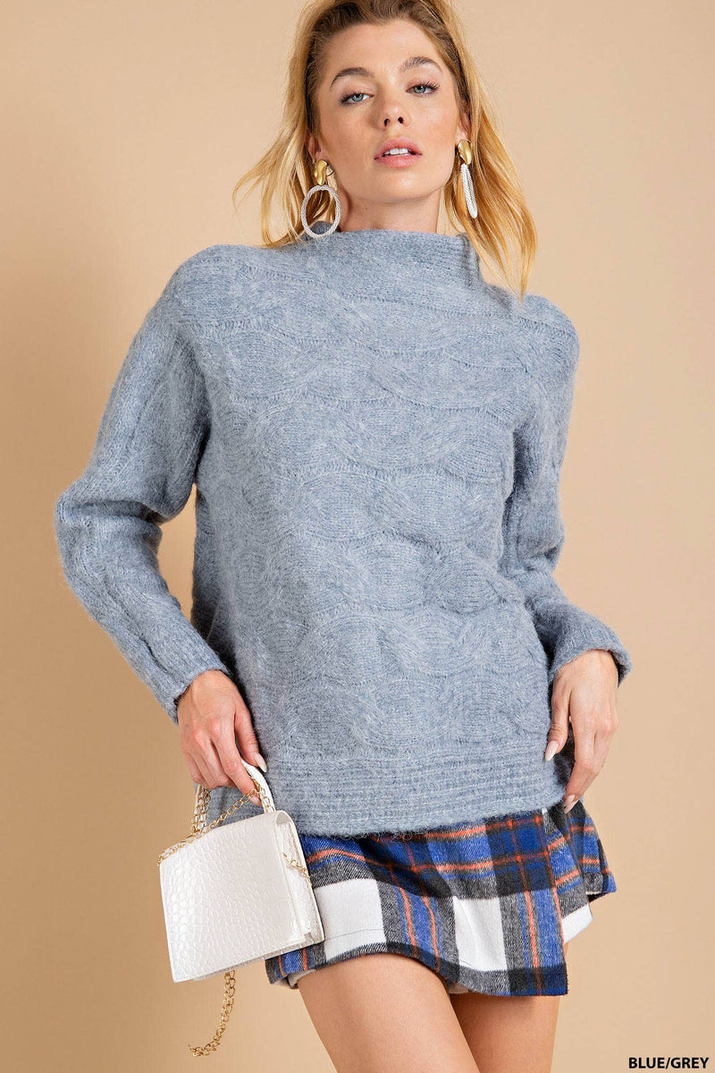 DOLMAN LONG SLEEVES CABLE SWEATER