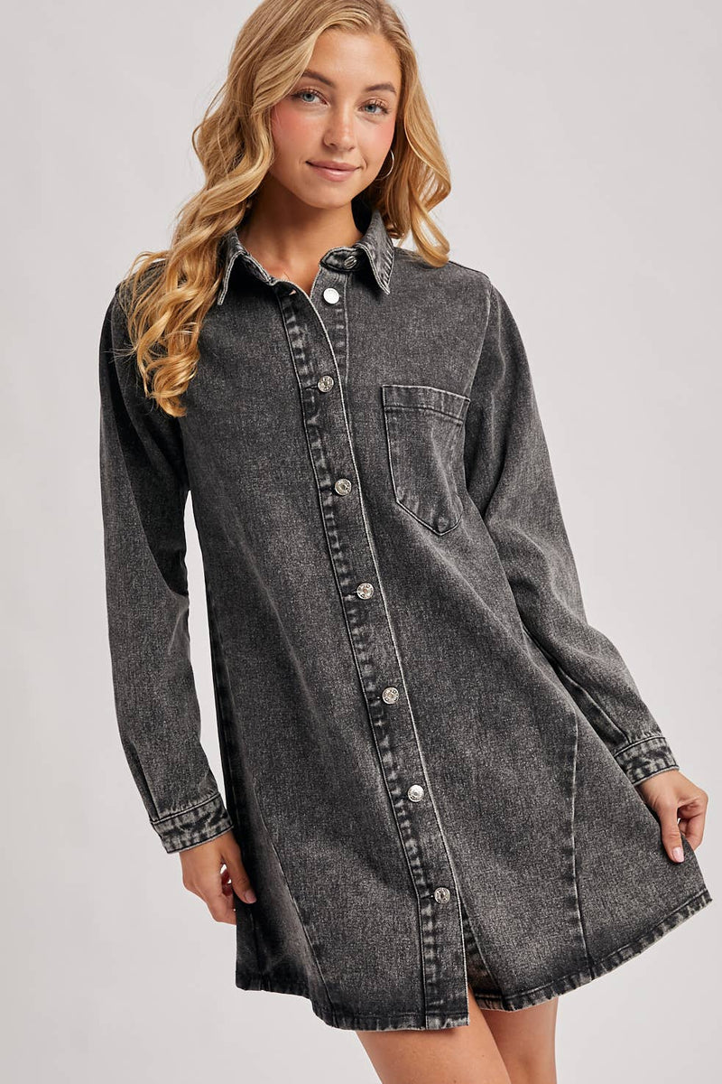 Classic Denim Shirt Dress S / WASHED BLUE Classic Denim Shirt Dress S / WASHED BLUE