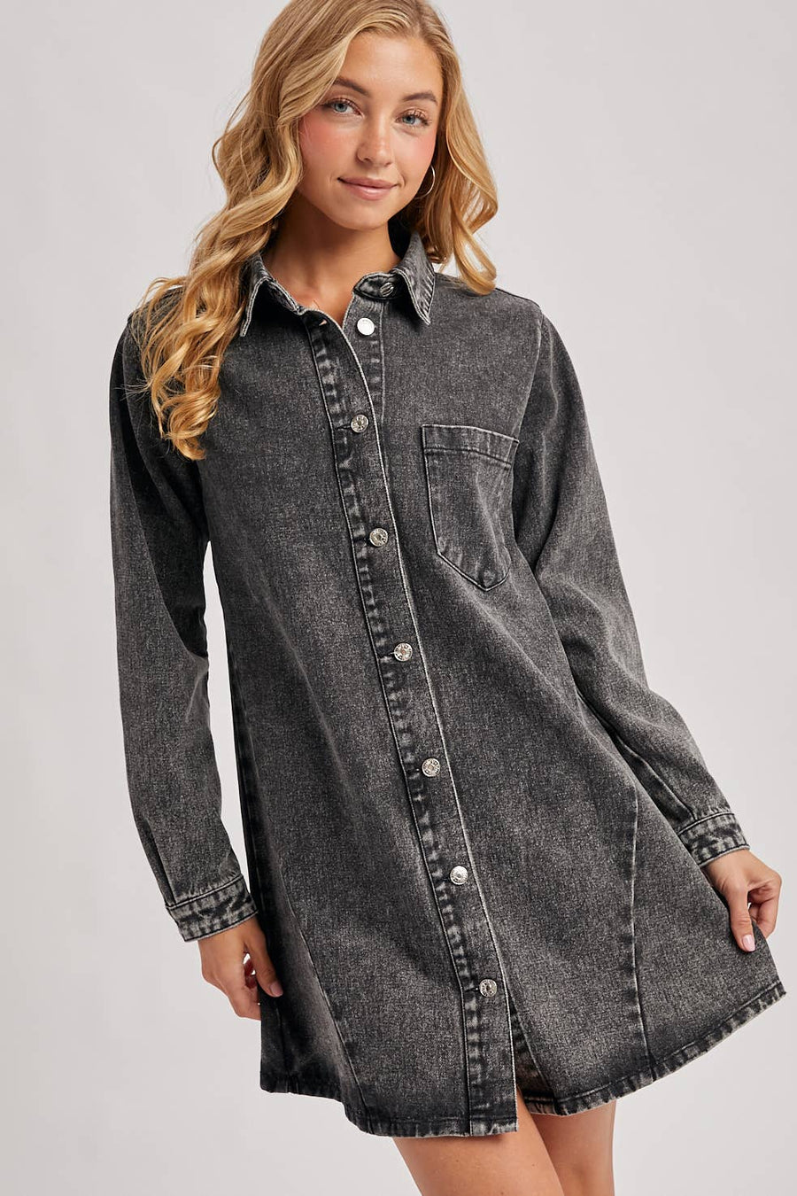 Classic Denim Shirt Dress S / WASHED BLUE