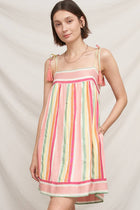 Pink Melon Striped Mini Dress