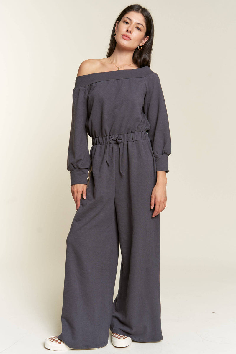 Off Shoulder Terry Jumpsuit