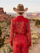 Firecracker Paisley Mesh Button-Up
