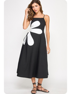 Midnight Petal Midi Dress