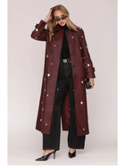 Studded Faux-Ever Leather Trench Coat