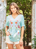 Meadow Bloom Embroidered V-Neck Blouse