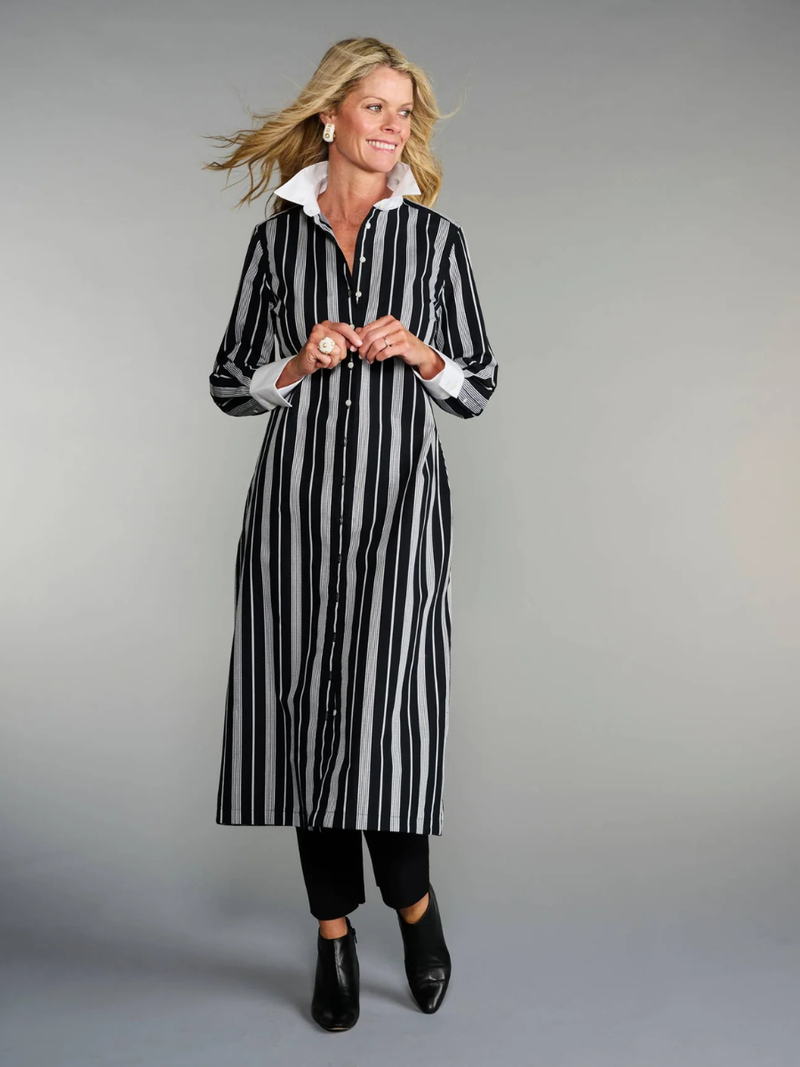 The Longest Shirt in Black + White Stripe