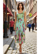 Aquamarine Bloom Midi Tank Dress