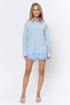 Scalloped Lace Button down Shirt