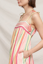Pink Melon Striped Mini Dress