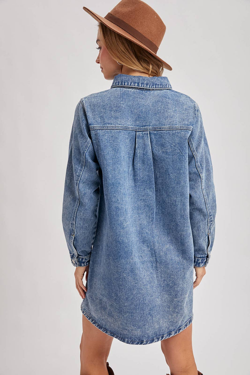 Classic Denim Shirt Dress S / WASHED BLUE Classic Denim Shirt Dress S / WASHED BLUE