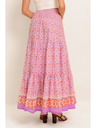 Desert Bloom Pink Tiered Maxi Skirt