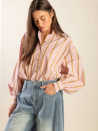Blush Stripe Balloon Sleeve Blouse
