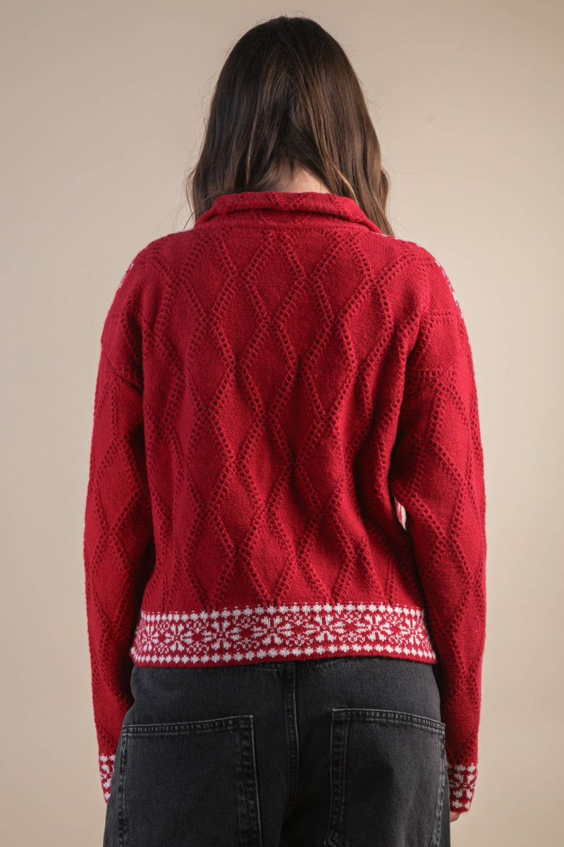 Festive Nordic Cardigan Red
