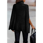 Turtleneck Knit Solid Poncho