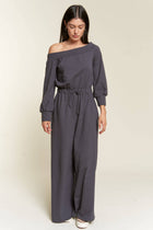 Off Shoulder Terry Jumpsuit