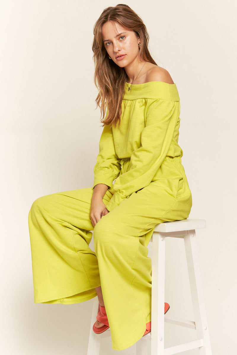 Off Shoulder Terry Jumpsuit