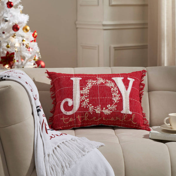 Joy to the World Fringed Pillow 14x20