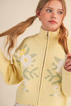Butter Flower Zip Up Cardigan