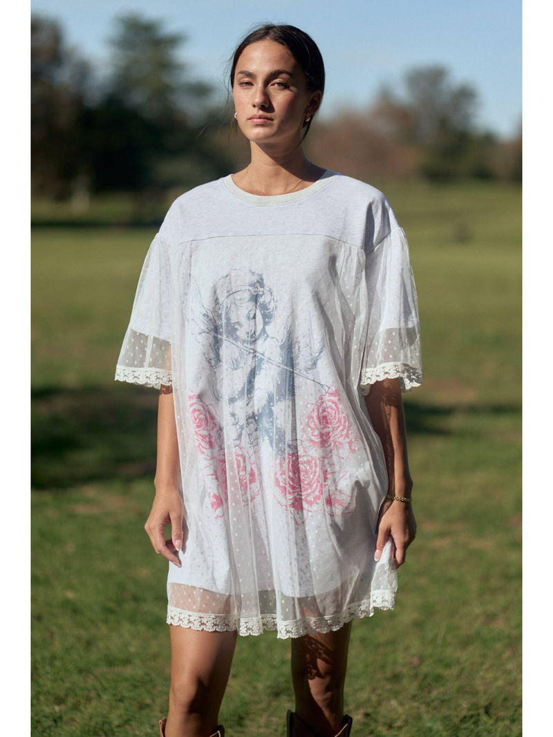 Angel Terry Mesh Layer Dress M Angel Terry Mesh Layer Dress M