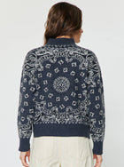 Midnight Bandana Quarter Zip Knit Sweater