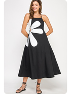 Midnight Petal Midi Dress