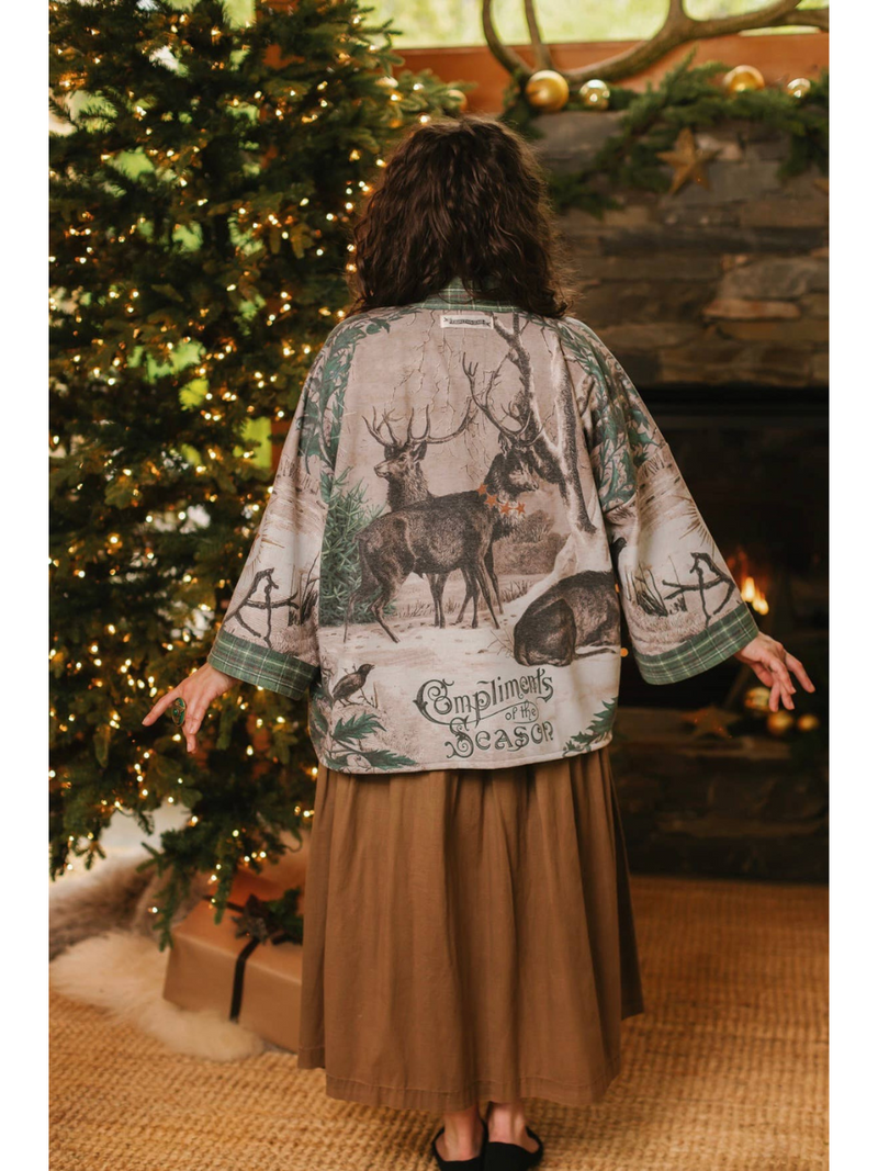 Winter Wish Christmas Fleece Cottage Cardi Kimono Jacket