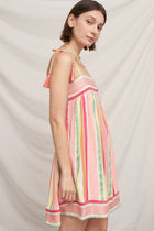 Pink Melon Striped Mini Dress
