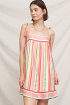 Pink Melon Striped Mini Dress