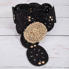 Floral Buckle Vegan Leather Belt