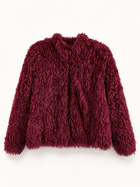 Faux Feather Cabernet Jacket