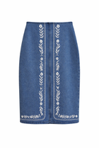 Wildflower Trail Denim Midi Skirt