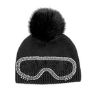 Ski Goggle Knit Beanie w/Fox Fur Pom Pom