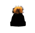 Cable Knit Beanie w/Fleece Lining and Fur Pom Pom