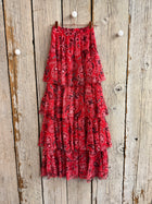 Firecracker Paisley Mesh Ruffle Skirt